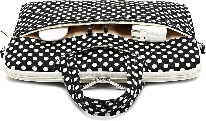 canvaslife Black dot Pattern 15 inch Waterproof Laptop Shoulder Messenger Bag Case With Rebound Bubble Protection for 14 inch-15.6 inch laptop 15 Case Bag