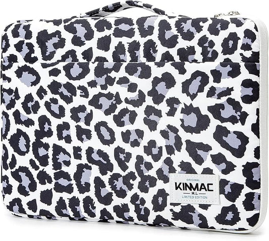 Kinmac 360 Degree Protective Laptop Sleeve Case Bag with Handle for MacBook Air 15 inch and 15 inch-15.6 inch HP Lenovo Dell ASUS Acer Notebook Computer (Leopard)