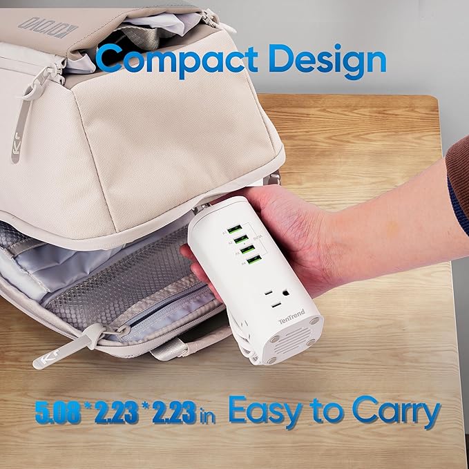 160W Fast Charging Station, TenTrend Tower Power Strip Surge Protector with 3 AC Outlets & 8 USB Ports (4 USB-C), 5 FT Flat Plug Extension Cord with Multiple Outlets for Home Office Dorm Room