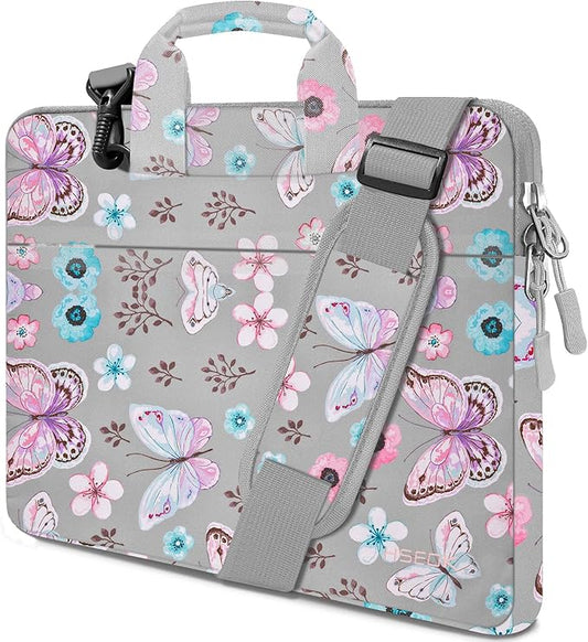 Hseok Laptop Shoulder Bag 13 13.3 14 Inch Case Compatible with MacBook Pro/Neo 14" M5/M4/M3/M2/M1,Mac Air/pro/Neo 13" and Most 13 13.3 14 Notebooks,Spill-Resistant Briefcase,Butterfly