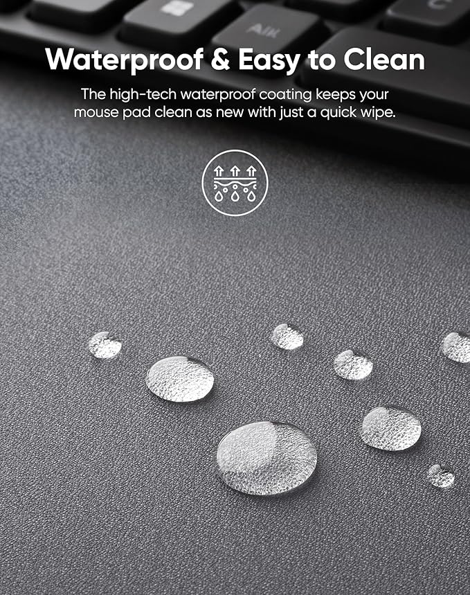 Waterproof Large Gaming Mouse Pad with Durable Stitched Edges, Non-Slip Rubber Base, Grainy Jacquard Mouse Mat Desk Pad for Home Office Gaming, 35.4''x15.7''x0.12'', Matte Gray