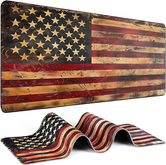 Mouse Pad Gaming - Desk Mat for Keyboard and Mouse - Large Mouse Pads for Desk, Gaming Mousepad with Non-Slip Base, Desks Pad (31.5" X 11.8") for Game (American Antique Flag, 31.5L x 11.8W inches)