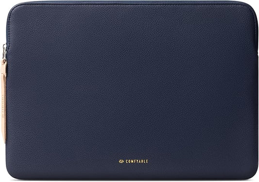 Comfyable Slim Laptop Sleeve Compatible with 13 Inch MacBook Air 13 in M5 M4 M3 M2, 13" MacBook Pro/Neo, PU Leather Bag Water-Resistant Cover Case, Blue