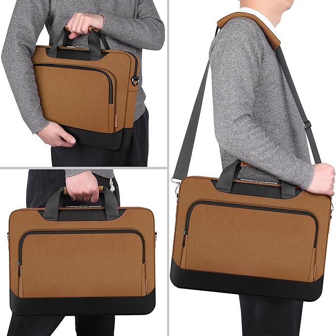 DOMISO 17-17.3 Inch Laptop Bag Large Capacity Shoulder Case for Dell Precision 17/MSI/HP Pavilion 17, Brown