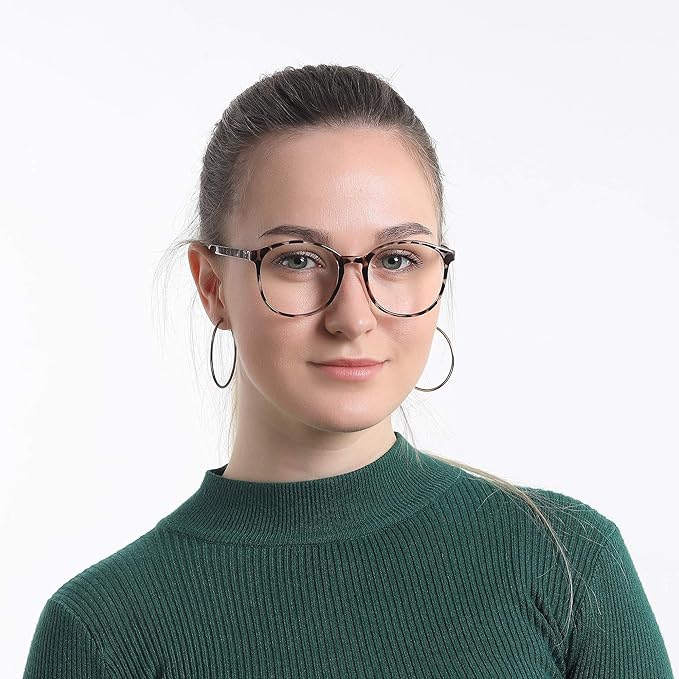 LifeArt Round Blue Light Blocking Glasses, Computer Glasses, Gaming Glasses, TV Glasses for Women Men (Leopard, 2.50 Magnification)
