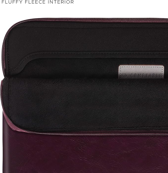 Comfyable Slim Protective Laptop Sleeve Compatible with 13/14 Inch MacBook Air & MacBook Pro M5/M4/M3/M2 Pro/Max 2026, Mac Travel Case, Laptop Pouch, Slim PU Leather Cover, Berry Brown