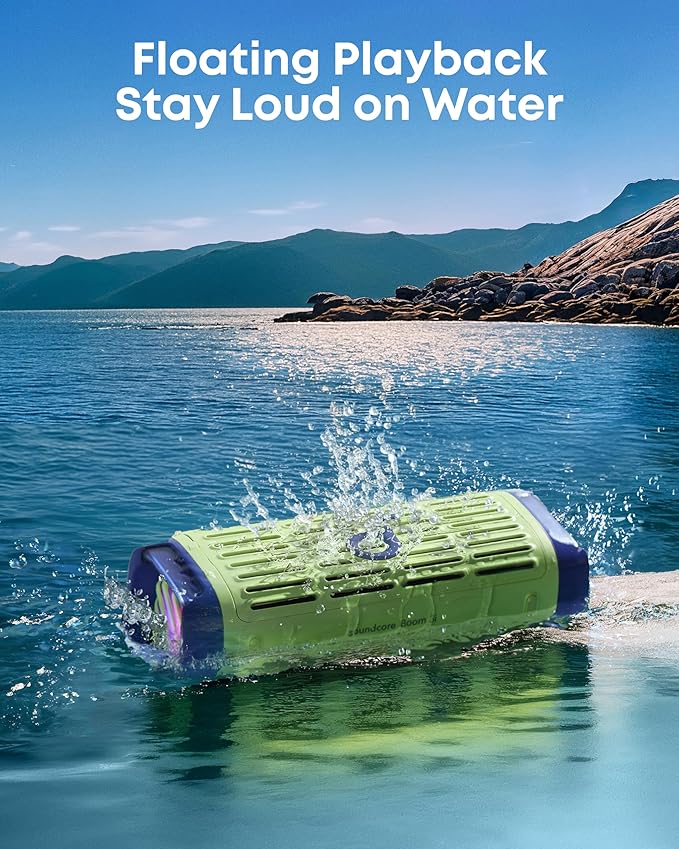 Soundcore Boom 3i by Anker, Compact Outdoor Speaker, IP68 Waterproof, Floating Playback, Saltwater-Resistant, BassUp 2.0, 50W Portable Speaker, Bluetooth 5.3, 16H, TWS, Kayak/Fishing/Camping-Green
