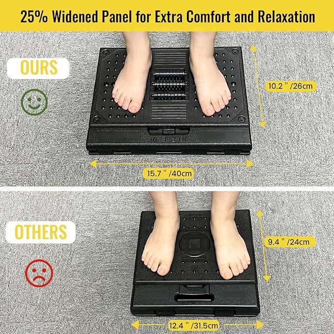 Foot Rest for Under Desk at Work Enlarged, Ergonomic Footrest with Adjustable Height and Angle, Foldable Foot Stool with Removable Pad Massage Beads for Office Gaming Chair Brown