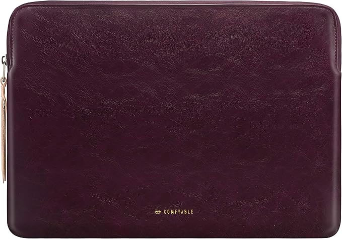 Comfyable Slim Laptop Sleeve Compatible with 13 Inch MacBook Air 13 in M5 M4 M3 M2, 13" MacBook Pro/Neo, PU Leather Bag Water-Resistant Cover Case, Berry Brown