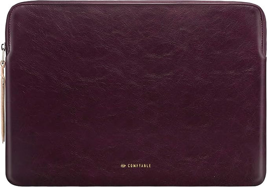 Comfyable Slim Laptop Sleeve Compatible with 13 Inch MacBook Air 13 in M5 M4 M3 M2, 13" MacBook Pro/Neo, PU Leather Bag Water-Resistant Cover Case, Berry Brown