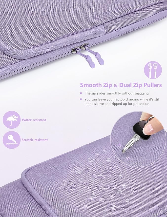 HYZUO 15-16 Inch Laptop Bag Sleeve for MacBook Pro 16 M5 M4 M3 M2 M1 Pro/Max A3428 A3429 2026-2019, 15" Surface Book, Notebook Case for 15" 15.6" Dell HP Lenovo Asus Acer Samsung, Lilac Purple