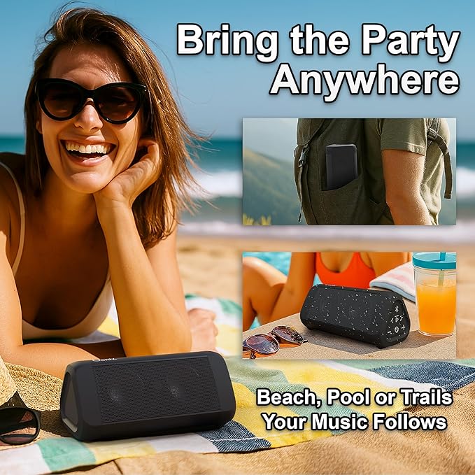 OontZ Angle 3 Ultra - Portable Bluetooth Speaker, 14 Watts, Bigger Bass, Hi-Quality Sound, 100 Ft Wireless Range, Play Two Speakers Together, IPX7 Waterproof, Home, Outdoor, Great Gift (Black)