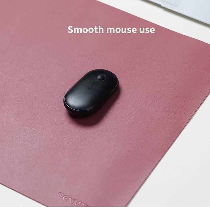 RENMTURE PU Mouse Pad, Faux Leather Large Desk Pad, Home Work Office Accessories, Non-Slip Desk Mat, Waterproof Gaming Pad Desk Blotter (36"x17", Dark Red)
