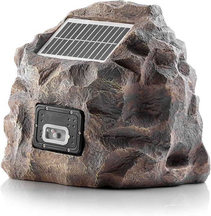 Alpine Corporation 11" Tall Waterproof Bluetooth Solar-Powered Wireless Rock Speaker with 50 Foot Range High-Fidelity Sound, and Portable Audio System, Gray