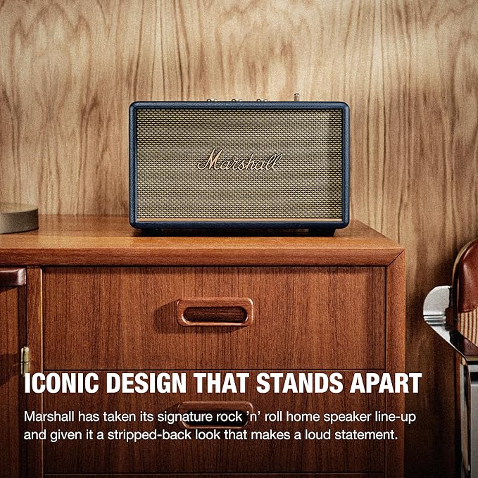 Marshall Acton III Bluetooth Home Speaker - Loud Stereo Sound with Bass and Treble Controls | Plug-in Powered | 3.5 mm Aux Input - Midnight Blue