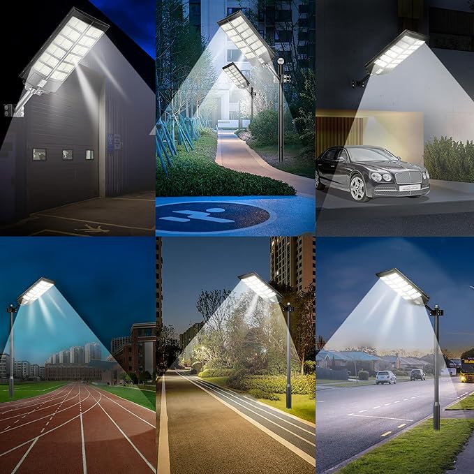 1-Pack Solar Street Light - 9000W Street Lights Outdoor 260000LM Dusk to Dawn Solar Power Parking Lot Light, IP67 Waterproof Wide Angle Lamp with Motion Sensor for Yard, Road