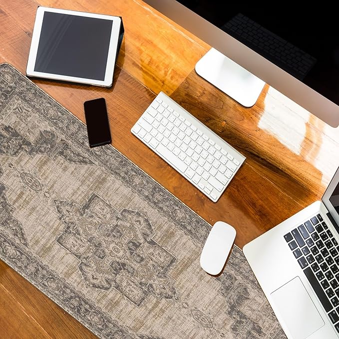Boho Rug Mouse Pad, Large Retro Rug Carpet Desk Mat, Vintage Keyboard Long Mouse Mat for Computer Laptop Boho Gaming Mousepad Rugs Full Desk Pad for Women Office 31.5x11.8
