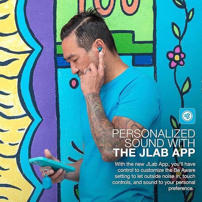JLab JBuds Mini True Wireless Bluetooth Earbuds with Charging Case, Teal, IP55 Sweat and Dust Proof, Bluetooth Multipoint, Be Aware Audio, 3 EQ Sound Settings, Crystal Clear Calls