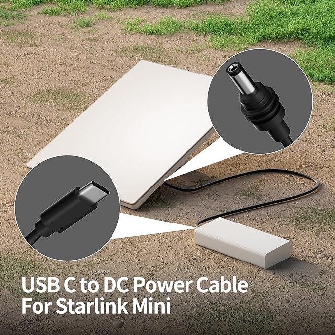 for Starlink Mini Cable 2M/6.5FT USB C to DC Power Cable 100W PD Input for Starlink Mini Power Cord Waterproof Charging Cable for 65W+ PD Power Bank