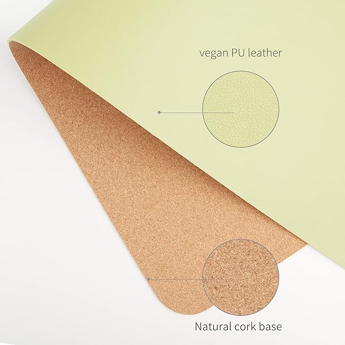 RENMTURE Dual-Sided Mouse Pad, Natural Cork & PU Leather Large Desk Pad for Office and Home Work, Desk Protector Non-Slip, Waterproof, Easy Clean (Light Green, 23.6" x 13.7")
