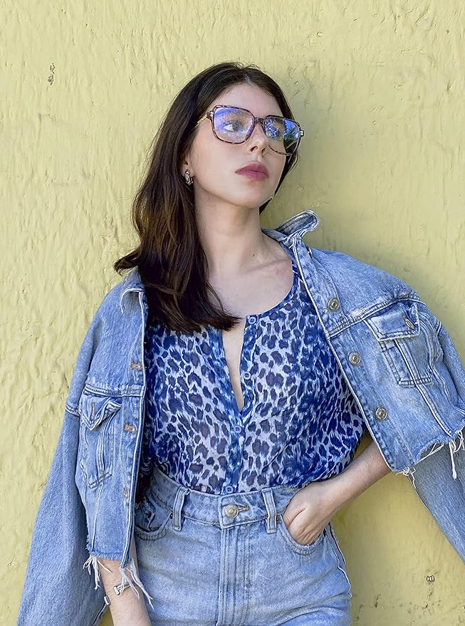 VISOONE Oversized Blue Light Blocking Glasses with Chic Square TR90 Frame and Metal Temple for Women Men REMY