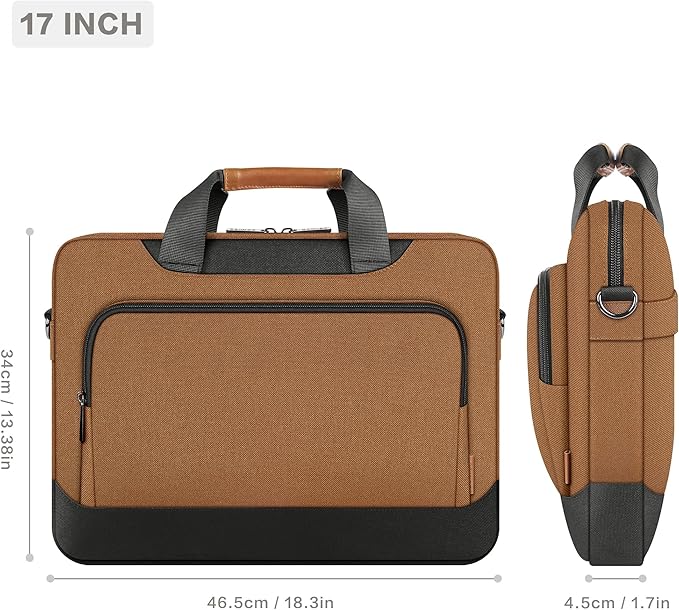 DOMISO 17-17.3 Inch Laptop Bag Large Capacity Shoulder Case for Dell Precision 17/MSI/HP Pavilion 17, Brown