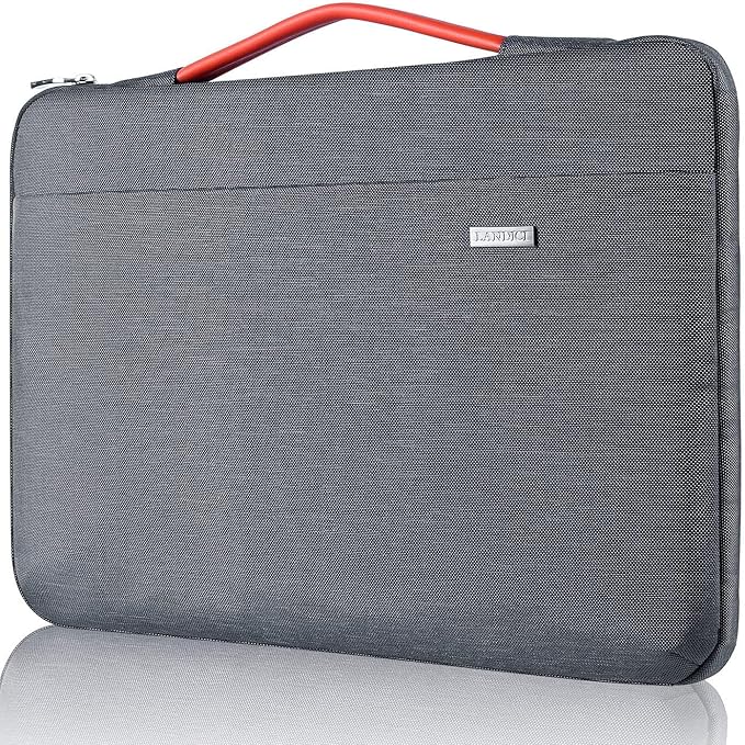 LANDICI 360°Laptop Sleeve Case 14 15 Inch Compatible with MacBook Air 15 M2/M3/M4 2022-2025, MacBook Pro 15, Hp chromebook 14, Waterproof Computer Bag Cover with Handle, Grey