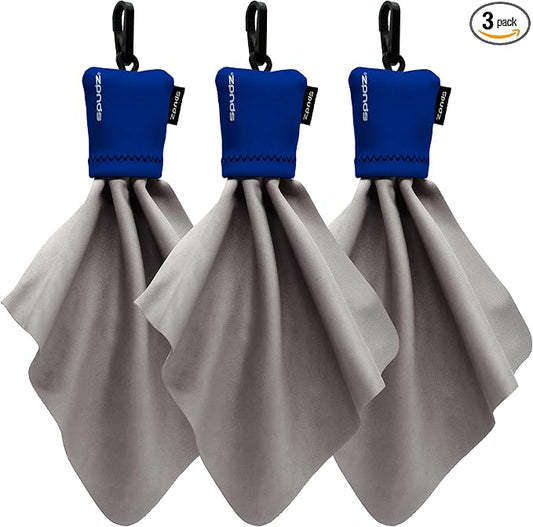 SPUDZ Classic Microfiber Lens Cleaner ?€? Clip-On Pouch, Washable ?€? for Binoculars, Scopes, Glasses, Screens | Classic | Navy Blue, 6 x 6 Inch (3-Pack) by ALPINEINNOVATIONS