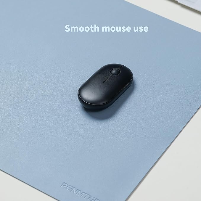 RENMTURE PU Mouse Pad, Faux Leather Large Desk Pad, Home Work Office Accessories, Non-Slip Desk Mat, Waterproof Gaming Pad Desk Blotter (32"x16", Blue)