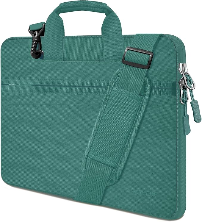 Hseok 17.3 Inch Laptop Shoulder Bag, Water-Resistant & Shockproof Protective Computer Case Compatible with 17.3 inch Dell Asus HP Lenovo Acer MSI Notebooks,Dark Green