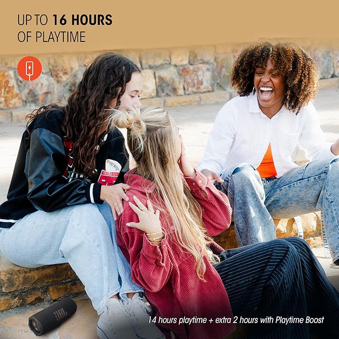 JBL Flip 7 - Portable Waterproof and Drop-Proof Speaker, Bold JBL Pro Sound with AI Sound Boost, 16Hrs of Playtime, and PushLock System with Interchangeable Accessories (Black/Orange)