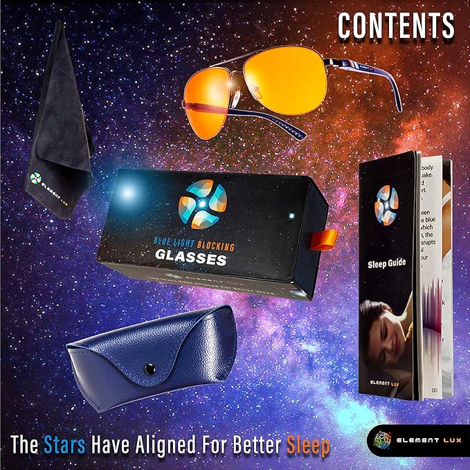 Blue Light Blocking Glasses Amber Lenses -For Better Sleep, Gaming, Eye Strain Blocker, Computer, Sunglasses