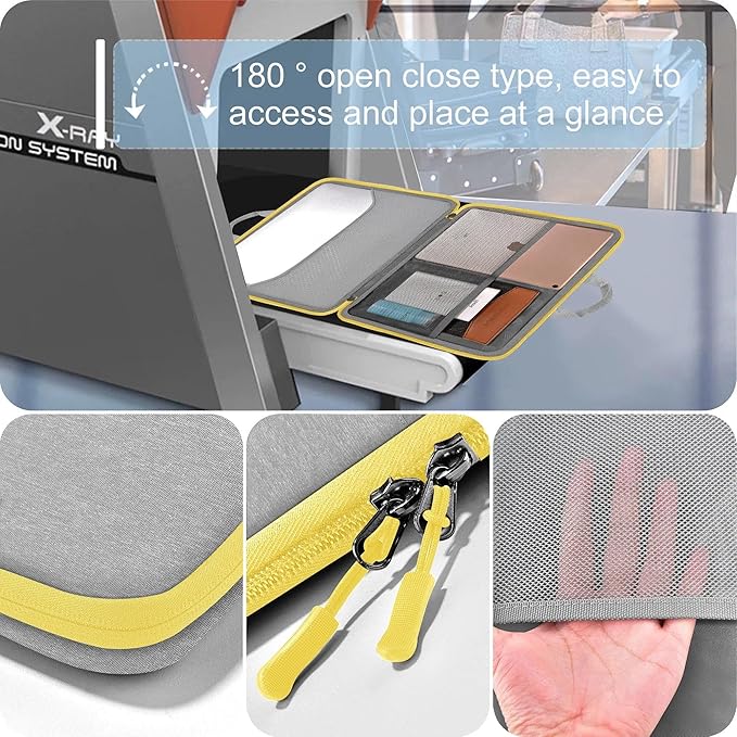 Hseok Laptop Case 13.3-14 inch Sleeve, TSA Computer Handbag Water-Resistant and Shockproof Bag Compatible with MacBook Pro/Neo 14", Mac Air/Pro 13.3" and 13"-14" Notebooks Chromebooks,Gray-Yellow