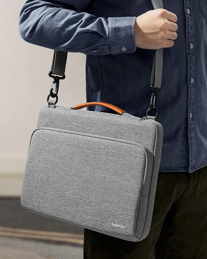 tomtoc 360 Protective Laptop Shoulder Bag for 15-inch 2026 MacBook Air M5 A3448, M4/M3/M2 A3241 A3114 A2941, 15" Dell XPS & Microsoft Surface Laptop 7/6/5, Water-Resistant Laptop Accessory Sleeve Case