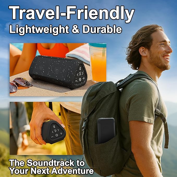 OontZ Angle 3 Ultra - Portable Bluetooth Speaker, 14 Watts, Bigger Bass, Hi-Quality Sound, 100 Ft Wireless Range, Play Two Speakers Together, IPX7 Waterproof, Home, Outdoor, Great Gift (Black)