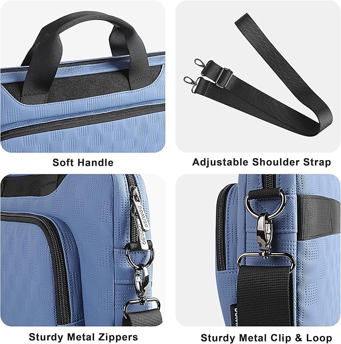 DOMISO 17-17.3 inch Laptop Sleeve Business Briefcase 17 inch Laptop Bag Waterproof 17 inch Laptop Case for Men Women Business Office Work Computer Bag Blue