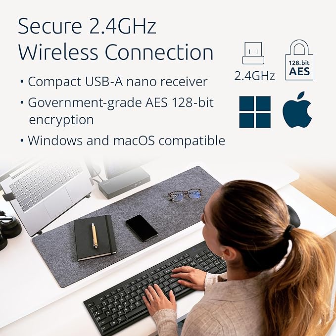 Kensington KB150 EQ Wireless Keyboard, Full Size, 2.4GHz Wireless Connection, Spill-Proof, 104-key, Black (K75561NA)
