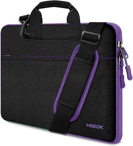 Hseok Laptop Shoulder Bag 15 15.6 16 Inch Briefcase,Compatible MacBook Pro/Neo 16",MacBook Air/Pro 15,XPS 15/16 and most 15.6-16 and Most 15-16 Notebooks,Spill-Resistant Handbag,Black Purple