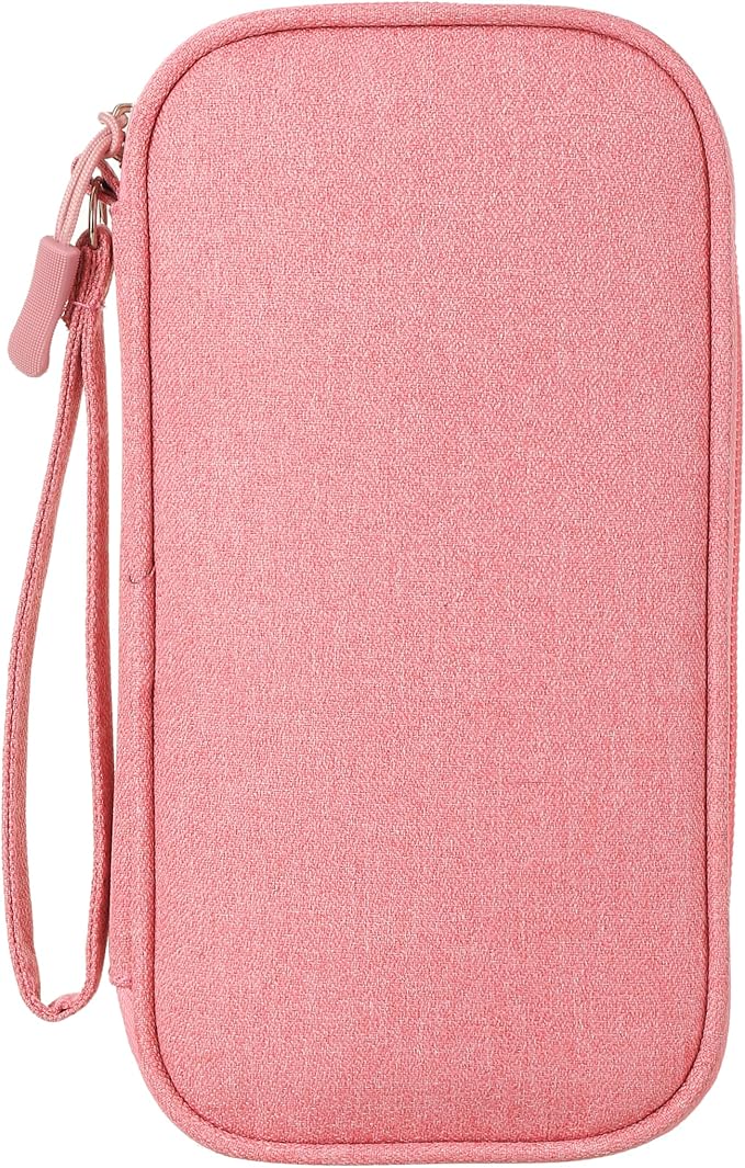 Yiasangly Electronic Organizer Bag, Waterproof Portable Travel Cable Storage Bag, Multifunctional Cord Storage Case for USB Drive, Dard Drive, Power Bank, Charger, Mouse, USB Cable, Headphones - Pink