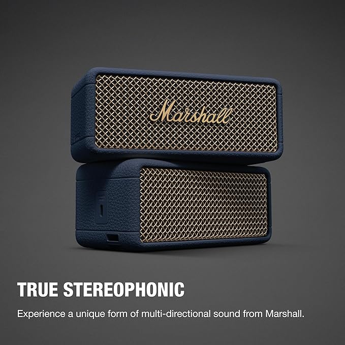 Marshall Emberton III Portable Bluetooth Speaker - Rugged Waterproof IP67 Design | Loud Stereo Sound, Deep Bass with 32+ Hr Playtime | Compact and Wireless for Travel and Outdoors - Midnight Blue