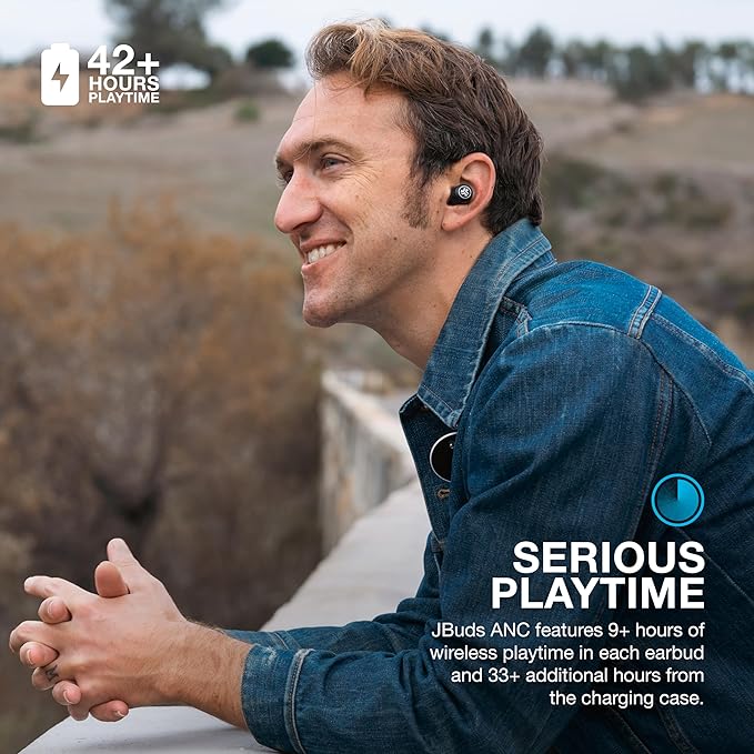 JLab JBuds ANC 3 True Wireless Earbuds with Charging Case, 42 Hours of Total Playtime, 9 Hours Per Charge, Smart Active Noise Canceling, Custom Sound Via App, Multipoint Connect, Google Fast Pair