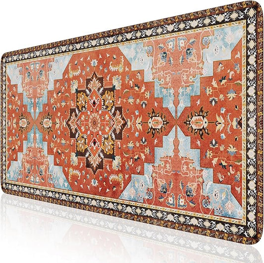 iLeadon Rug Desk Mouse Pad,Orange XXL Gaming Mouse Pad for Desk,Computer Desktop Protector Mat with Stitched Edges,Extended Keyboard Mousepad for Women Office,Home