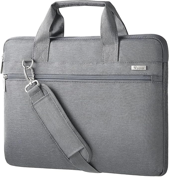 Voova Laptop Bag 17 17.3 Inch, 360° Protective Laptop Case Sleeve with Shoulder Strap Compatible with 17-18 Inch Lenovo Asus Acer Dell Hp, Waterproof Computer Bag Slim Briefcase for Men Women, Grey