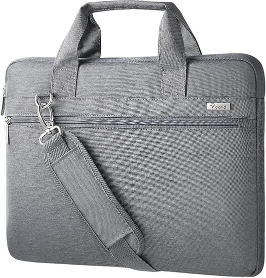Voova Laptop Bag 13-14 Inch, 360° Protective Laptop Case Sleeve with Shoulder Strap Compatible with Macbook Air 13, MacBook Pro 13/14, Waterproof Computer Bag Slim Briefcase for Men Women, Grey
