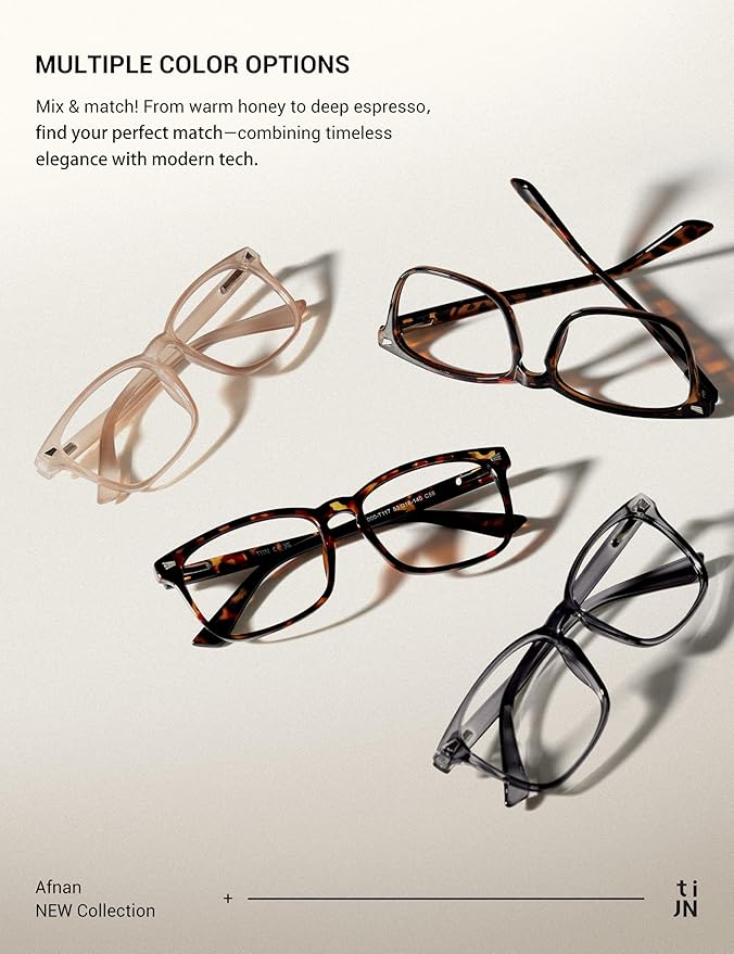 TIJN Blue Light Blocking Glasses for Women Men Square Frame Nerd Eyeglasses Anti Blue Ray Computer Screen Glasses