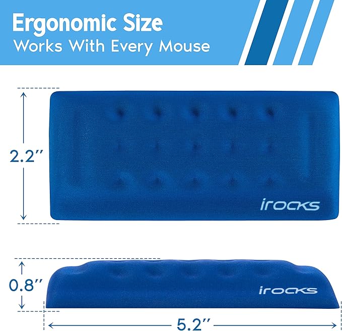 i-Rocks Memory Foam Mouse Wrist Rest - Pain-Reducing Wrist Rest for Mouse - Non-Slip Rubber Base Wrist Rest - Cooling Mouse Wrist Support for Long Hours of Work, Studying, Gaming