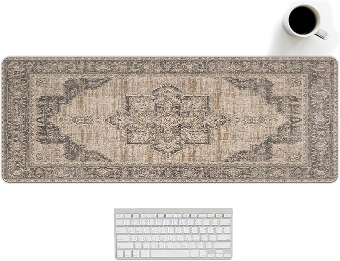 Boho Rug Mouse Pad, Large Retro Rug Carpet Desk Mat, Vintage Keyboard Long Mouse Mat for Computer Laptop Boho Gaming Mousepad Rugs Full Desk Pad for Women Office 31.5x11.8