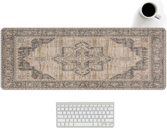 Boho Rug Mouse Pad, Large Retro Rug Carpet Desk Mat, Vintage Keyboard Long Mouse Mat for Computer Laptop Boho Gaming Mousepad Rugs Full Desk Pad for Women Office 31.5x11.8