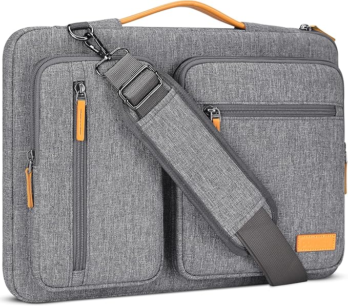 DOMISO 15.6 inch Laptop Case Sleeve Protective Cover Compatible with MacBook Pro 16 M4 M3 M2/Pro Max,15.6-16 inch HP Dell ASUS Lenovo Chromebook,Waterproof Computer Bag with Shoulder Strap,Grey