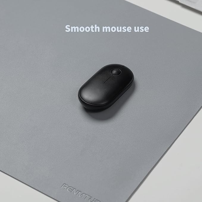 RENMTURE PU Mouse Pad, Faux Leather Large Desk Pad, Home Work Office Accessories, Non-Slip Desk Mat, Waterproof Gaming Pad Desk Blotter (36"x17", Gray)